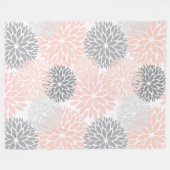 Couverture Polaire Fleurs Gris Rose Rose Chic Et Élégantes (Devant (Horizontal))