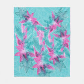 Couverture Polaire Fleurs hawaïennes Abstraites turquoise rose (Devant)