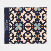 Couverture Polaire Fleurs Isométriques Bleu Beige Motif Floral (Devant (Horizontal))