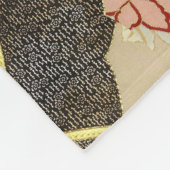 Couverture Polaire FLEURS JAPONAISES ANCIENNES Rouge Vert Noir Floral (Coin)