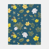 Couverture Polaire Fleurs jaunes et roses blanches (Devant)