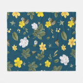 Couverture Polaire Fleurs jaunes et roses blanches (Devant (Horizontal))