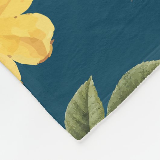 Couverture Polaire Fleurs jaunes et roses blanches (Coin)