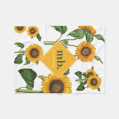Couverture Polaire Fleurs Jaunes Feuillage Botanique Verdure Monogram (Devant (Horizontal))