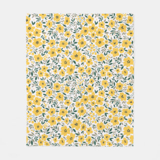 Couverture Polaire Fleurs jaunes : moderne floral sans soudure.