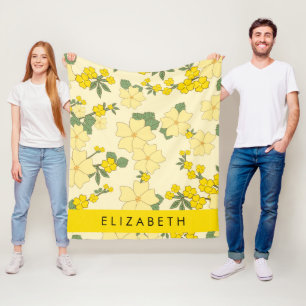 Couverture Polaire Fleurs Jaunes, Motif De Fleurs, Votre Nom