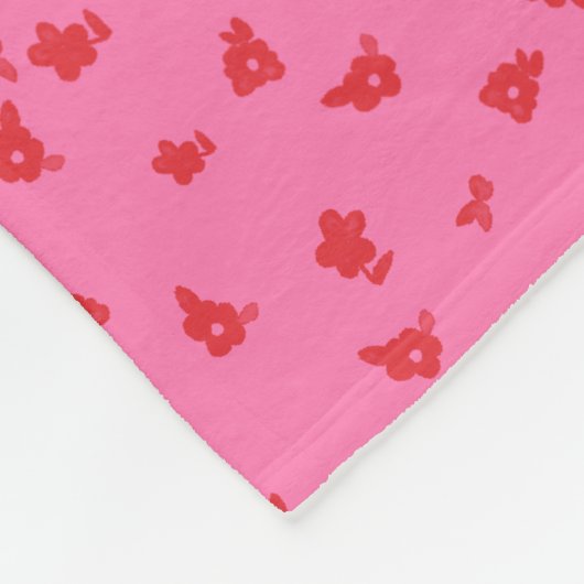 Couverture Polaire Fleurs jetées rose et rouge (Coin)