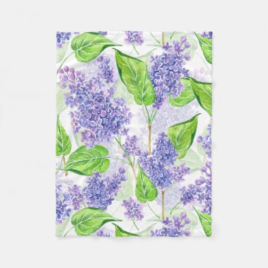 Couverture Polaire Fleurs lilas aquarelles (Devant)