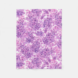 Couverture Polaire Fleurs lilas rose aquarelle