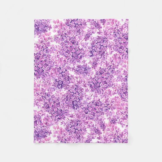 Couverture Polaire Fleurs lilas rose aquarelle (Devant)