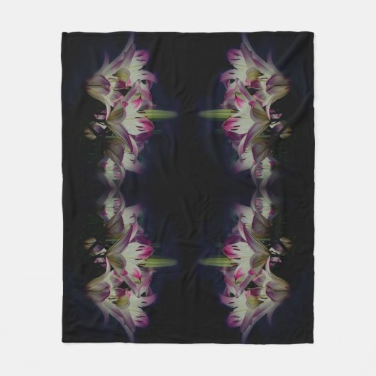 Couverture Polaire Fleurs Lys Blanches Et Rouges Abstraites (Devant)