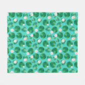 Couverture Polaire Fleurs Lys d'Eau Blanche & Motif Lily Pad (Devant (Horizontal))
