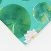 Couverture Polaire Fleurs Lys d'Eau Blanche & Motif Lily Pad (Coin)