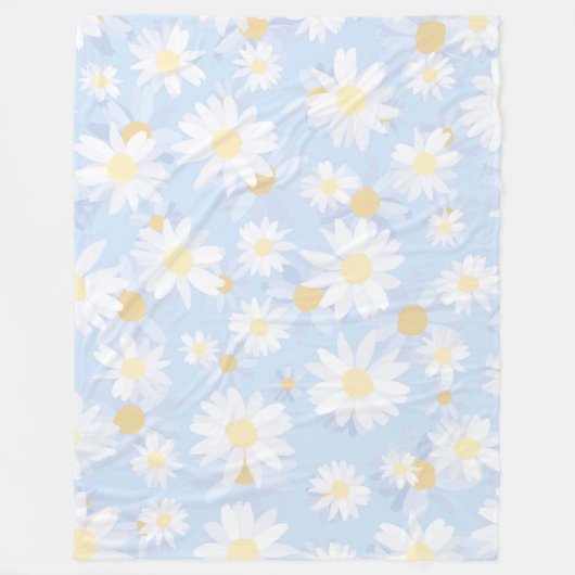 Couverture Polaire Fleurs marguerites Bleues Classiques (Devant)