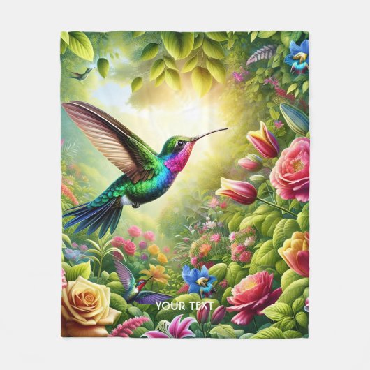 Couverture Polaire Fleurs mignonnes Imaginaires Arc-en-ciel Colibri (Devant)