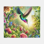 Couverture Polaire Fleurs mignonnes Imaginaires Arc-en-ciel Colibri (Devant (Horizontal))