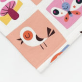 Couverture Polaire fleurs mignonnes, oiseaux, motif de carrés de (Coin)