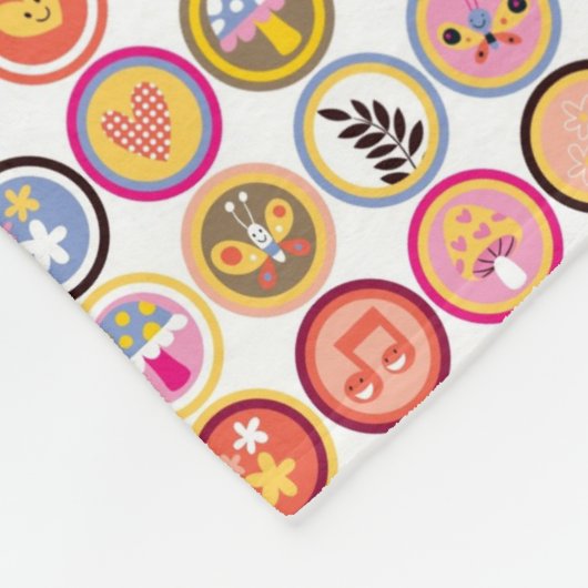 Couverture Polaire fleurs mignonnes, oiseaux, motif de coeurs (Coin)