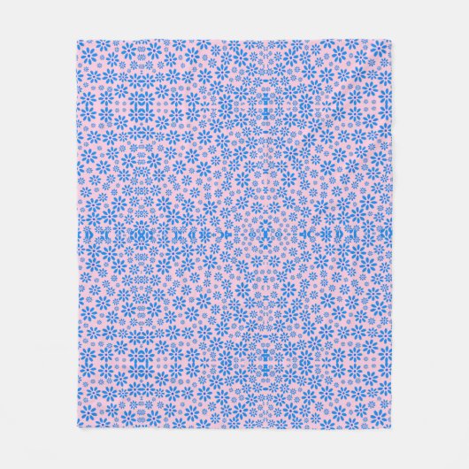 Couverture Polaire Fleurs minuscules Motif.Bleu 02.b Rose BG (Devant)