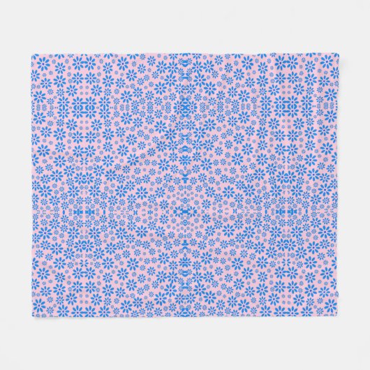 Couverture Polaire Fleurs minuscules Motif.Bleu 02.b Rose BG (Devant (Horizontal))