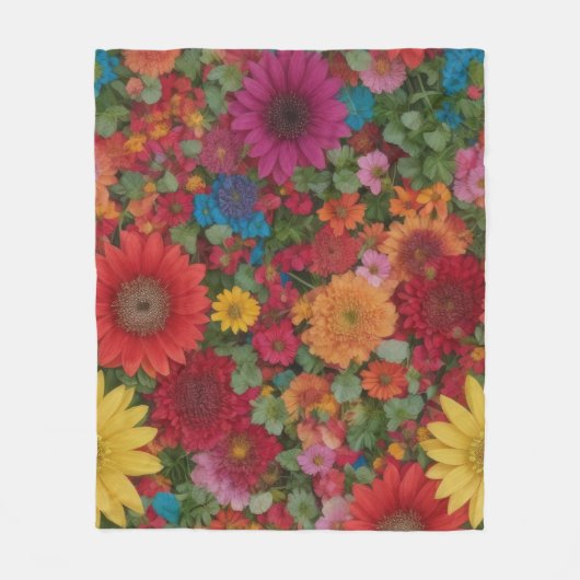 Couverture Polaire Fleurs mixtes colorées (Devant)
