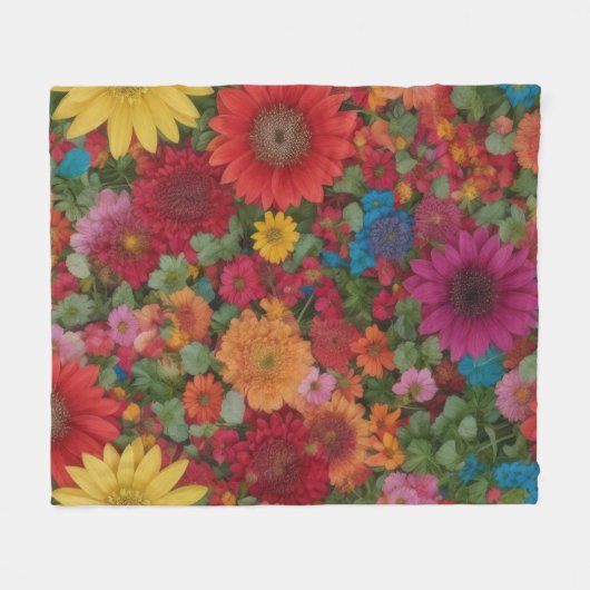 Couverture Polaire Fleurs mixtes colorées (Devant (Horizontal))