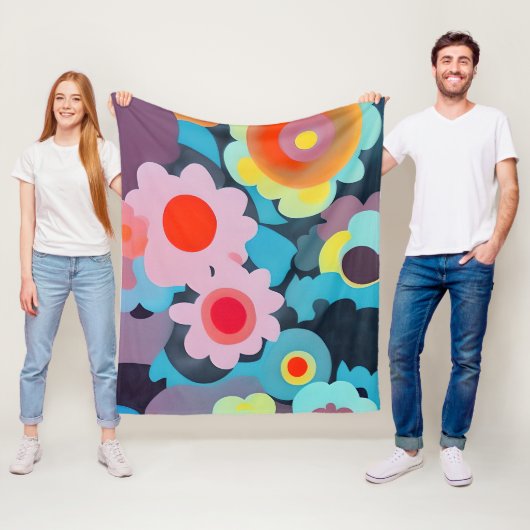 Couverture Polaire Fleurs mod rétro (En situation)