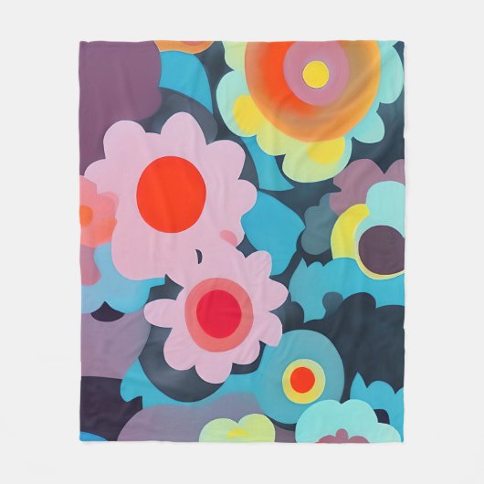 Couverture Polaire Fleurs mod rétro (Devant)