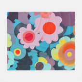Couverture Polaire Fleurs mod rétro (Devant (Horizontal))