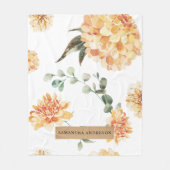 Couverture Polaire Fleurs modernes Jaune & Kraft Cadeau personnalisé (Devant)
