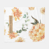 Couverture Polaire Fleurs modernes Jaune & Kraft Cadeau personnalisé (Devant (Horizontal))