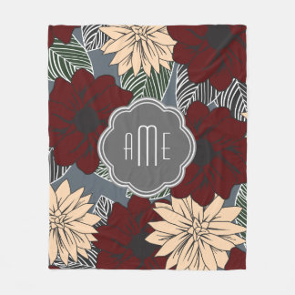 Couverture Polaire Fleurs modernes rouges et bronzantes