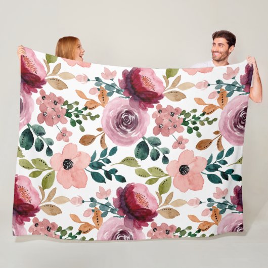 Couverture Polaire Fleurs Motif moderne et frais (En situation)
