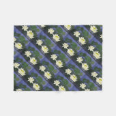 Couverture Polaire Fleurs Nénuphars blanches, peinture acrylique (Devant (Horizontal))