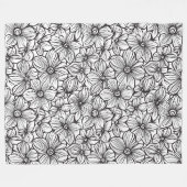 Couverture Polaire Fleurs Noir Blanc (Devant (Horizontal))