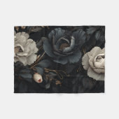 Couverture Polaire Fleurs noires et blanches (Devant (Horizontal))