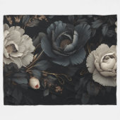 Couverture Polaire Fleurs noires et blanches (Devant (Horizontal))