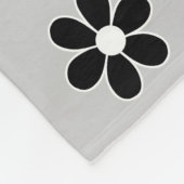 Couverture Polaire Fleurs noires et blanches modernes sur gris argent (Coin)