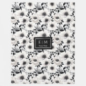 Couverture Polaire Fleurs noires et blanches opulentes neutres simple (Devant)