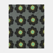 Couverture Polaire Fleurs noires Motif Hippie Blanche polaire (Devant)