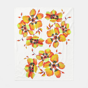 Couverture Polaire Fleurs orange élégantes