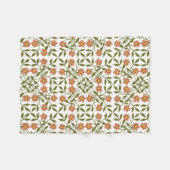 Couverture Polaire Fleurs oranges, motif floral, verdure, Boho (Devant (Horizontal))