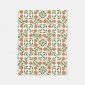 Couverture Polaire Fleurs oranges, motif floral, verdure, Boho (Devant)