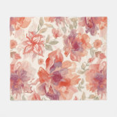 Couverture Polaire Fleurs pastel aquarelle orange clair (Devant (Horizontal))