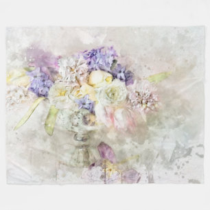 Couverture Polaire *~* Fleurs Pastel AR26 Classique Moderne Romantiqu