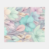 Couverture Polaire Fleurs pastel et Feuilles sur Arrière - plan viole (Devant (Horizontal))