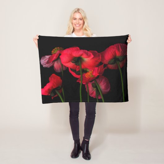 Couverture Polaire Fleurs | Poppies rouges (En situation)