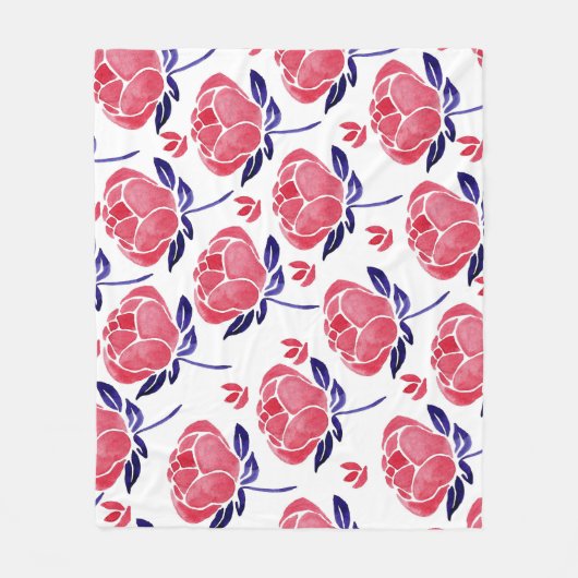 Couverture Polaire Fleurs printanières, aquarelle motif sans couture. (Devant)