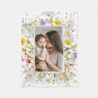 Couverture Polaire Fleurs printanières bébé Photo Fête des mères