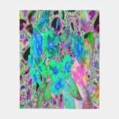 Couverture Polaire Fleurs psychédéliques vert citron et bleu tripante (Devant)